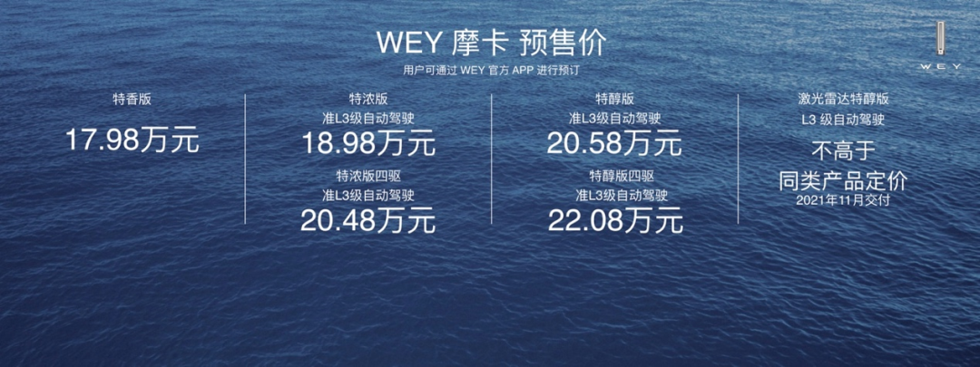 WEY摩卡预售17.98万起，48V轻混、高阶自动驾驶值不值？